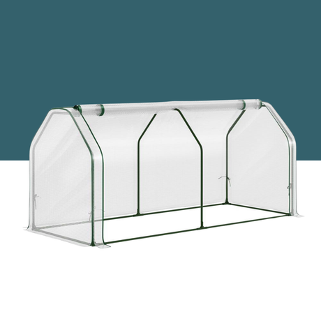 Clear greenhouse with a white frame on a white background