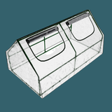 Clear plastic container with handles on a dark blue background