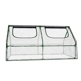 Clear plastic container with two compartments on a white background
