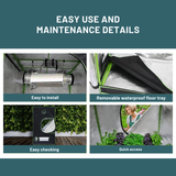 Gardening setup with text highlighting easy use and maintenance features.