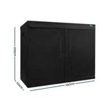 black hydroponics indoor growtent with dimensiona