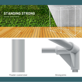 Sturdy steel frame with powder-coated steel and strong joints on a white background.