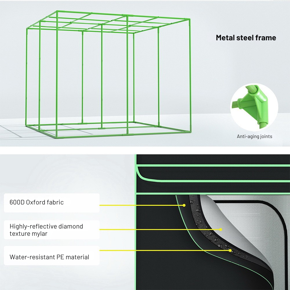 Diagram of a metal steel frame with text labels on a light gray background