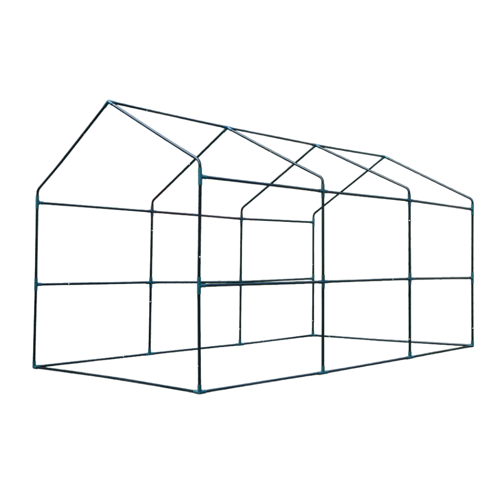 Outline frame of a greenhouse structure on a white background