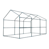 Outline frame of a greenhouse structure on a white background