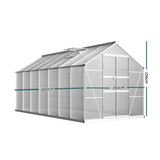 Greenhouse with dimensions indicated on a white background