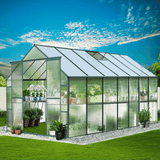 Green Fingers 4.43 x 2.44 x 2.15m Aluminium Polycarbonate Greenhouse Shed