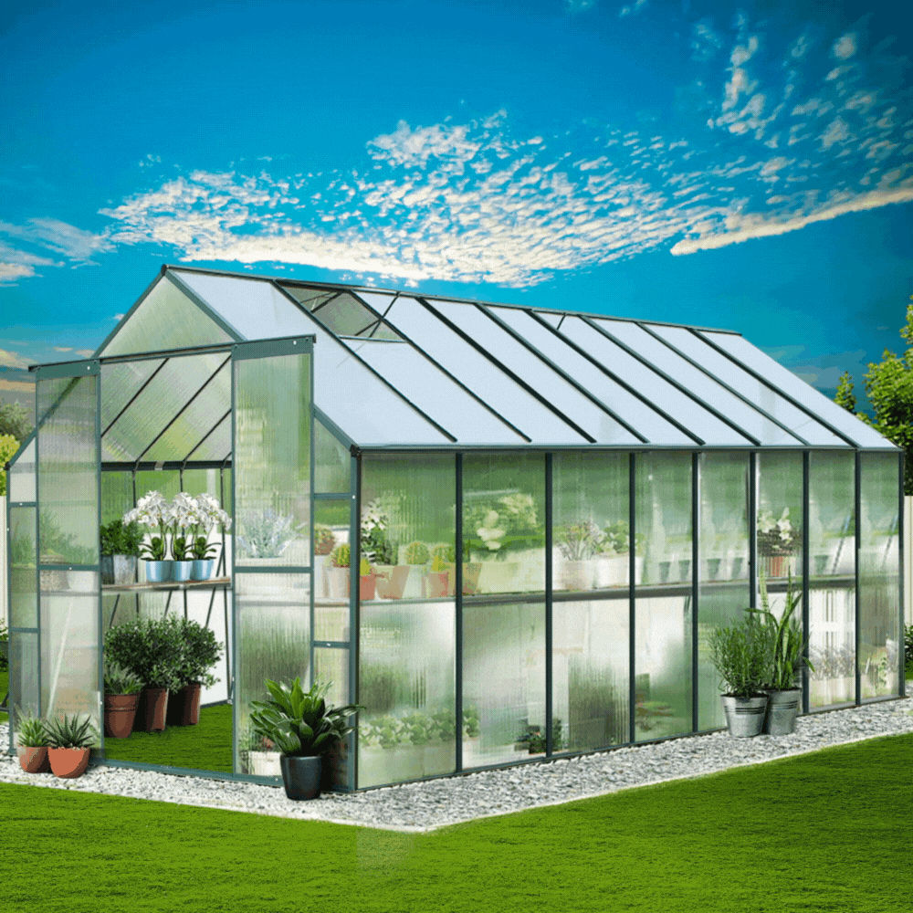 Green Fingers 5.1 x 2.44 x 2.1m Polycarbonate Greenhouse Shed
