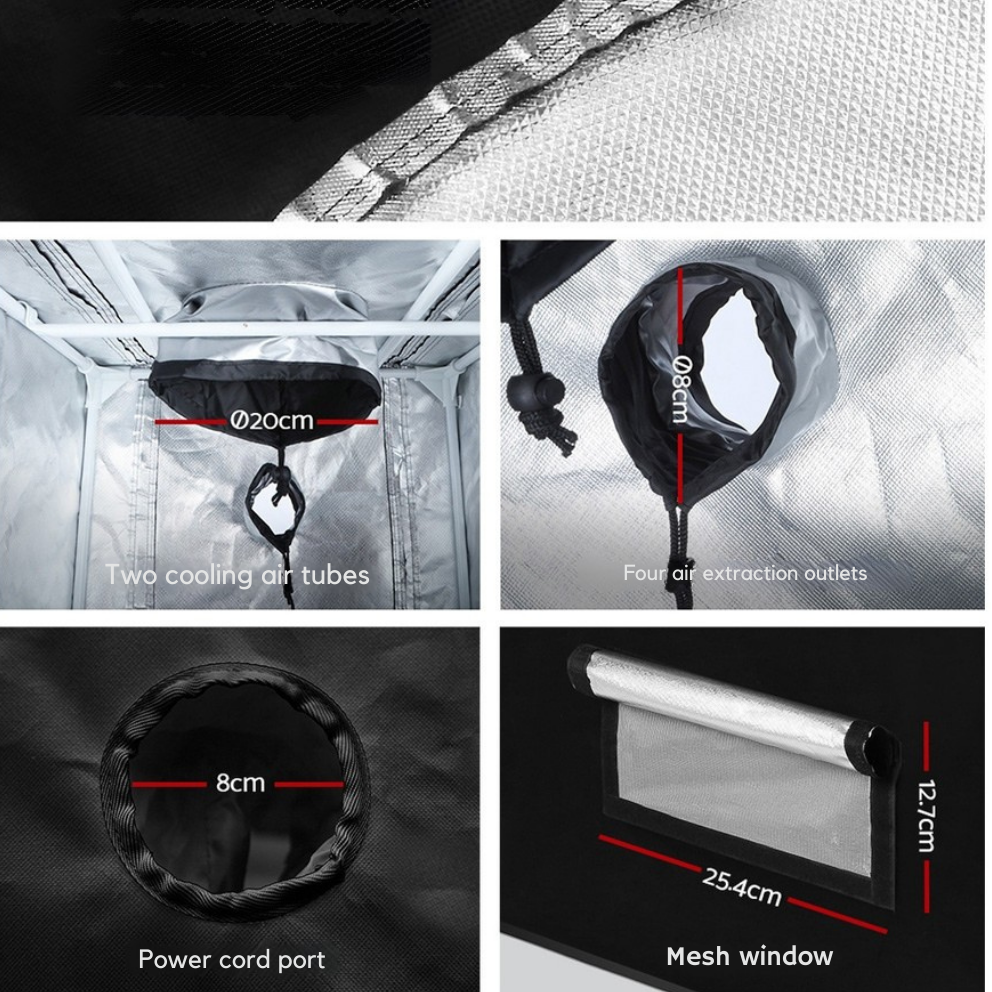 Collage of a car air conditioner unit with measurements and features highlighted.