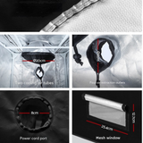 Collage of a car air conditioner unit with measurements and features highlighted.