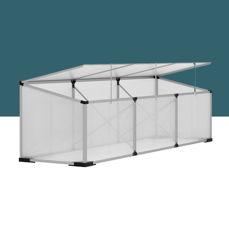 corner view of Greenfingers 1800mm Long Aluminium Polycarbonate Cold Frame Greenhouse