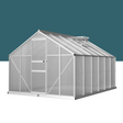 front view of Greenfingers 3.6 x 2.5 x 1.95M Aluminium Polycarbonate Walk In Greenhouse