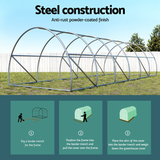 steel construction of Greenfingers 9 x 3 x2M All-weather Steel Walk In Greenhouse