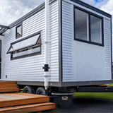 camera moving around the trailer showcasing the installed collection bin