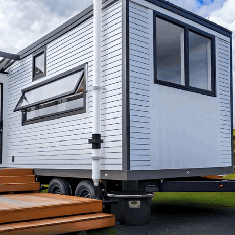 camera moving around the trailer showcasing the installed collection bin