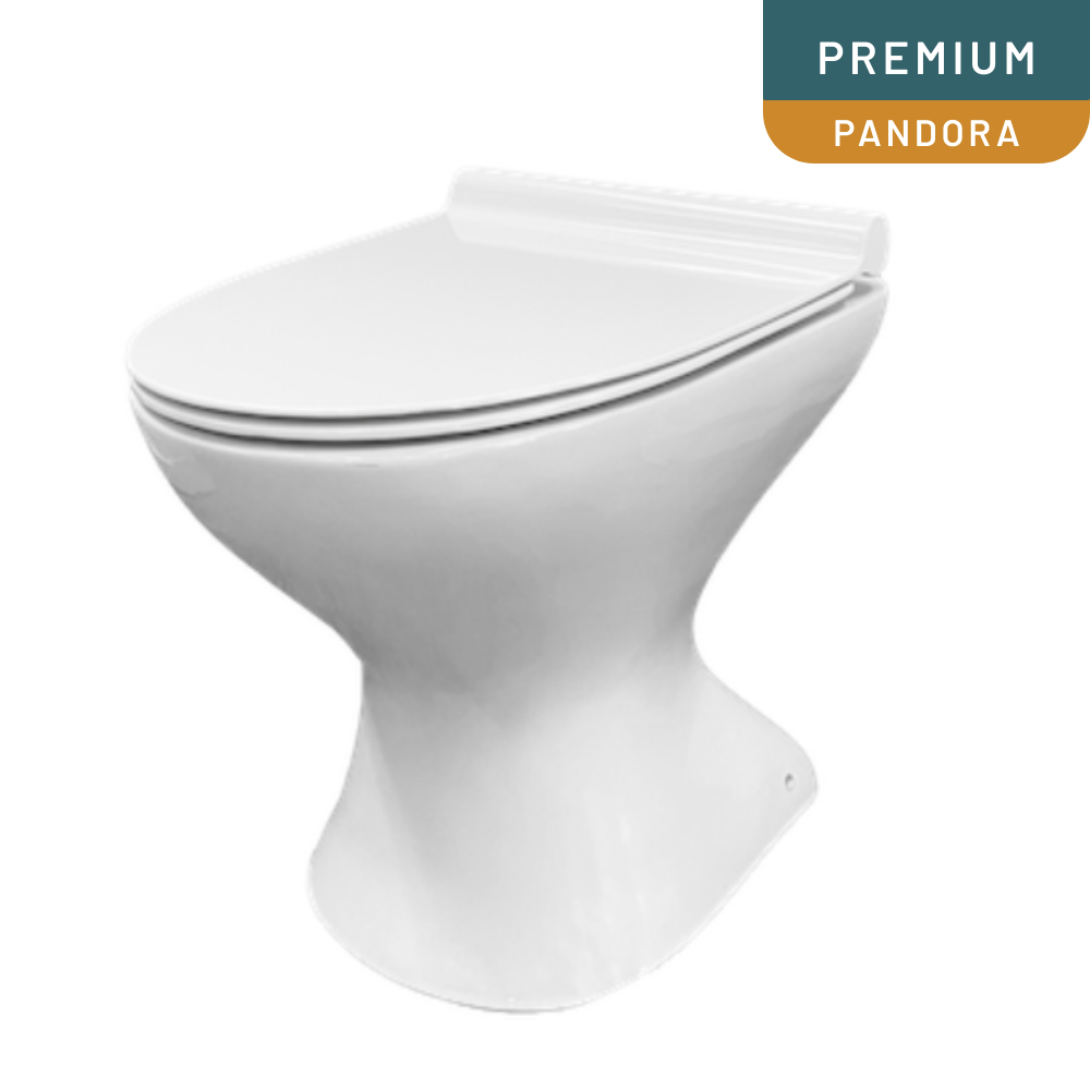 White toilet bowl with 'Premium Pandora' label on a white background