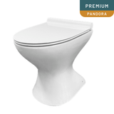 White toilet bowl with 'Premium Pandora' label on a white background