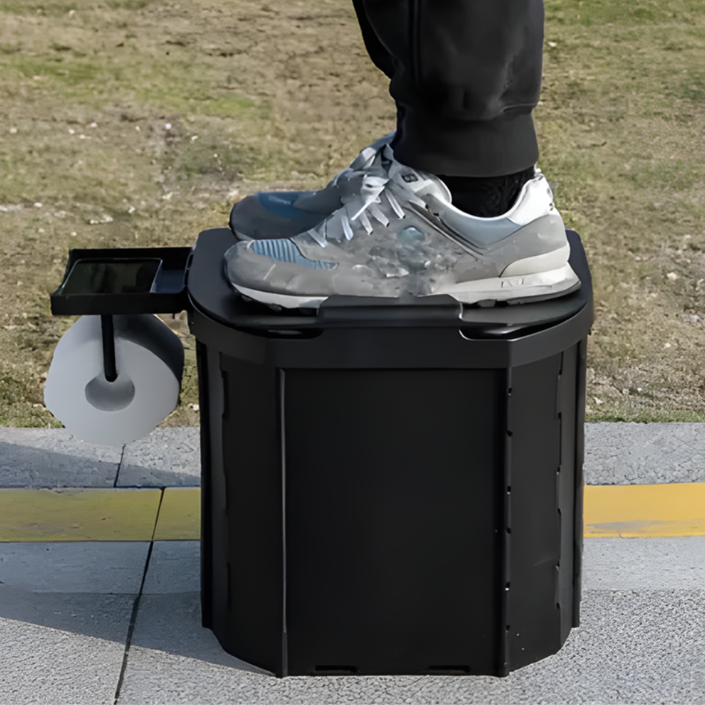New Aim Portable Folding Camping Toilet With PU Seat Cover