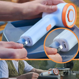 Handheld device with Type-C charging port being used outdoors.