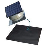 A graphic shows a square solar roof ventilator and points to the black mesh sheet used to seal it against bushfire embers.