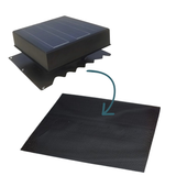 A graphic shows a square solar roof ventilator and points to the black mesh sheet used to seal it against bushfire embers.