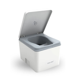 A Trelino portable toilet container with a white body, gray rim, and open lid, shown on a clean white background.