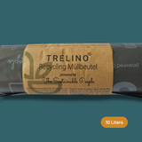 Roll of Trelino recycling waste bags with a label on a teal background