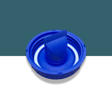 Trelino® Urine Canister Lid  With Membrane Closure with a teal and white background
